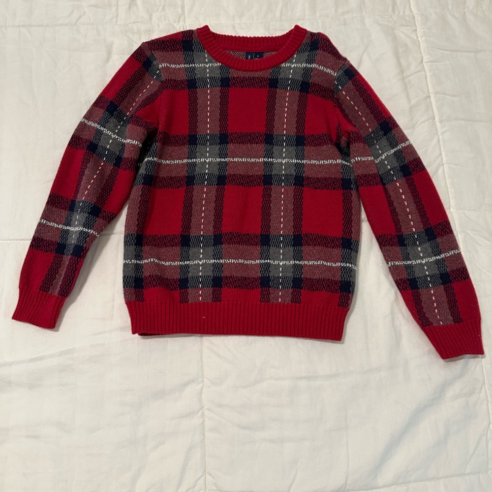 Janie and Jack Red Plaid Crewneck Sweater